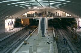 Vista general del interior de la estación de Alameda del Metro de Valencia durante su construcción