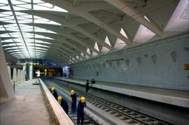 Vista general del interior de la estación de Alameda del Metro de Valencia en obras, en la que se...