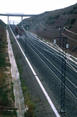 Vía en el tramo Lérida-Tarrés de la línea Madrid-Barcelona-Frontera Francesa