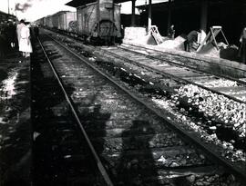 Estación de Monforte. Vías y andenes con trenes estacionados