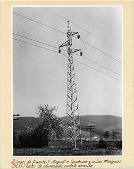 Líneas de Puente San Miguel a Guarnizo y a Las Fraguas (52 kv) Torre de alineación, simple circuito