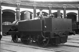 Exposición de material rodante en el antiguo depósito de la estación de Vilanova i La Geltrú, con...