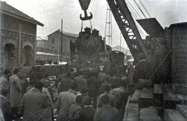 Descarrilamiento de locomotora 141 en la estación de Arcos de Jalón