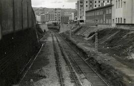 Vista general de la nueva vía instalada en la estación de Bilbao - Amézola del ramal de Cantaloja...