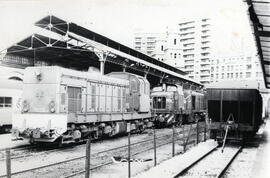 Locomotoras diésel del Ferrocarril del Langreo en la estación de Gijón