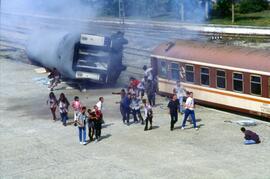 Rescate de viajeros en el simulacro de accidente ferroviario