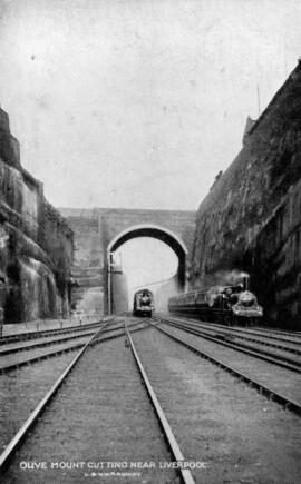 Trinchera de la vía en el túnel de Olive Mount, cerca de Liverpool.