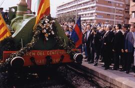 Llegada a la estación de Mataró del Tren del Centenario del Ferrocarril en España 1848 - 1948, re...