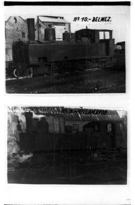 Reproducción de fotografías antiguas de las locomotoras y coches del FC de Puertollano a Peñarroya