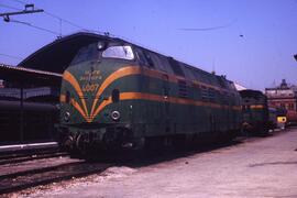 Locomotora diésel hidromecánica 340 - 007 - 4 de la serie 340 - 001 a 032 de RENFE, ex. 4007 de l...