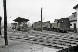 Playa de vías en la estación de Cistierna del Ferrocarril de la Robla, junto a la rotonda del dep...