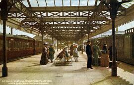 Estación de Bexhill, plataforma de salida. South Eastern & Chatham Railway.