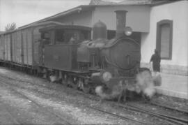 Locomotora de vapor nº3 "Lorcha", de rodaje, 1-3-1-T en la estación de Gandía, de los F...