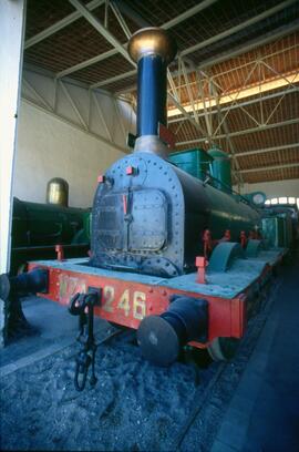 Perspectiva de la locomotora de vapor ex. MZA 246, luego renumerada en RENFE como 030 - 2013 y fa...