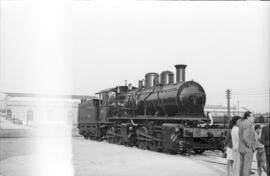 Exposición de material rodante en el antiguo depósito de la estación de Vilanova i La Geltrú, con...