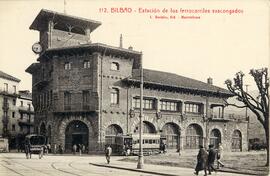 Vista general de la estación de los ferrocarriles vascongados de Bilbao, también denominada estac...