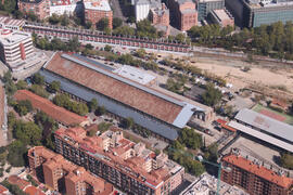 Fotografía aérea del conjunto de instalaciones ferroviarios de Delicias, situadas en torno al nº ...