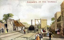 Ferrocarriles en los años 30. Recogiendo agua en la estación Parkside.