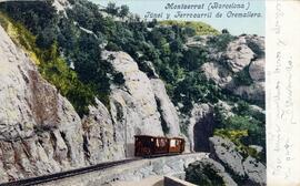 Vista del Ferrocarril de Cremallera de Montserrat entrando en el túnel de la Foradada