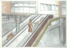 Ilustraciones y planos del proyecto de instalación de andenes móviles y ascensores de la estación...