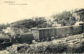 Hoteles de la Colonia en Cercedilla. Composición de tren en la vía