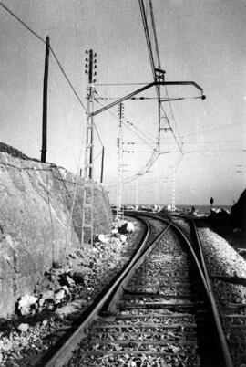 Vista general de vías de entrada a la estación de Canet, lado Arenys