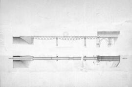Reproducción de un plano de alzado y planta del puente de Matarraña IV, situado en el km 148,850 ...