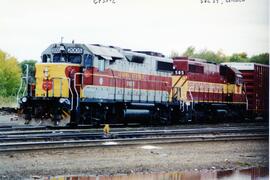 Noth Fond du Lac - Shops Yard. Vista de las locomotoras diésel WC-585 (SD139) Compañía Wisconsin ...