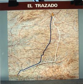 Reproducción de un plano del trazado de la línea de alta velocidad de Madrid a Sevilla