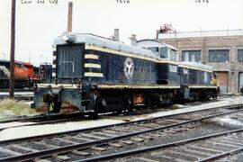 Vista de las locomotoras diesel BRC-502 (TR4A) y BRC-514 (TR4B), de la Compañía Belt Railway of C...