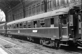 Coche restaurante WR 3579 de la Compañía Wagons Lits en Madrid - Atocha, construido por la empres...
