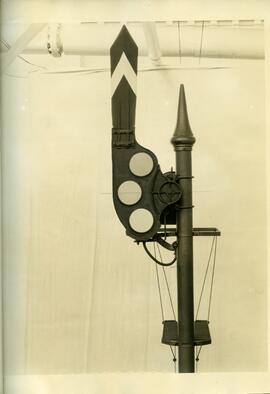 Señal mécanica de parada de la General Railway Signal Company, destinado al proyecto del puesto d...
