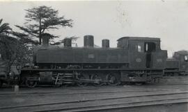 Locomotora de vapor nº 8 del Ferrocarril de Traslaviña-Castro Urdiales, en un lugar sin identificar