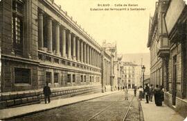 Vista de la calle Bailén de Bilbao y de la estación de Bilbao - Concordia