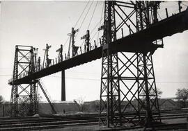 Puente de señales de la estación de Atocha en Madrid