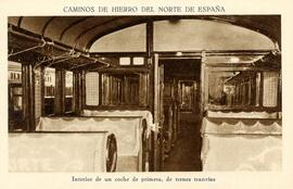 Vista del interior de un coche de 1ª clase de un tren tranvía