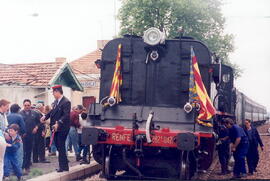 Locomotora de vapor 282F-0421 en la estación de Barracas. Tren especial conmemoración línea Calat...