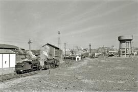 Locomotoras de vapor en las proximidades de la estación de  Madrid - Delicias