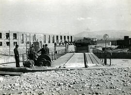 Rotonda en construcción de la estación de Ponferrada de la línea de Palencia a La Coruña