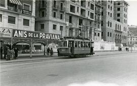 Reproducción de una postal de tranvías de Málaga