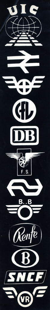 Cartel con los logotipos de las empresas ferroviarias de la UIC