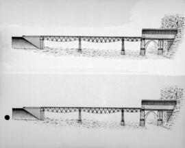 Reproducción de un plano de alzado del puente de Matarraña IV, situado en el km 148,850 de la lín...
