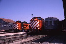 Locomotoras diésel y automotores diésel de la compañía CP, detenidos en la estación portuguesa de...