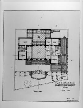 Reproducción fotográfica del plano en planta del hotel de la Avda. del valle del parque metropoli...