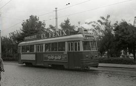 Tranvía de Cádiz nº 205, realizando la línea de Gobierno Civil a Balneario