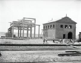 Subestación de Jabalquinto en construcción. Línea de Manzanares a Cordoba