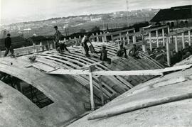 Construcción del nuevo depósito de automotores de la estación de Madrid - Cerro Negro de la línea...