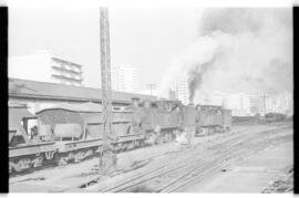 Locomotoras de vapor nº 80 y 67 del Fc Riotinto con vagones tolva
