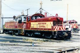 Noth Fond du Lac - Shops Yard. Vista de la locomotora diésel WC-1 (SW1), ex PC (NYC). Compañía Wi...