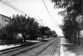 Estación y andenes, lado Ripoll, de la estación de La Garriga de la línea de Barcelona a Sant Joa...